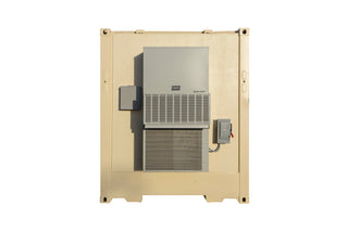 1.5 Ton BARD HVAC installed on reefer, front view outside refrugerated container