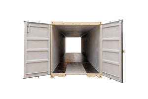 40' STD Dry Storage Container Double Door, Front Viw, all doors open