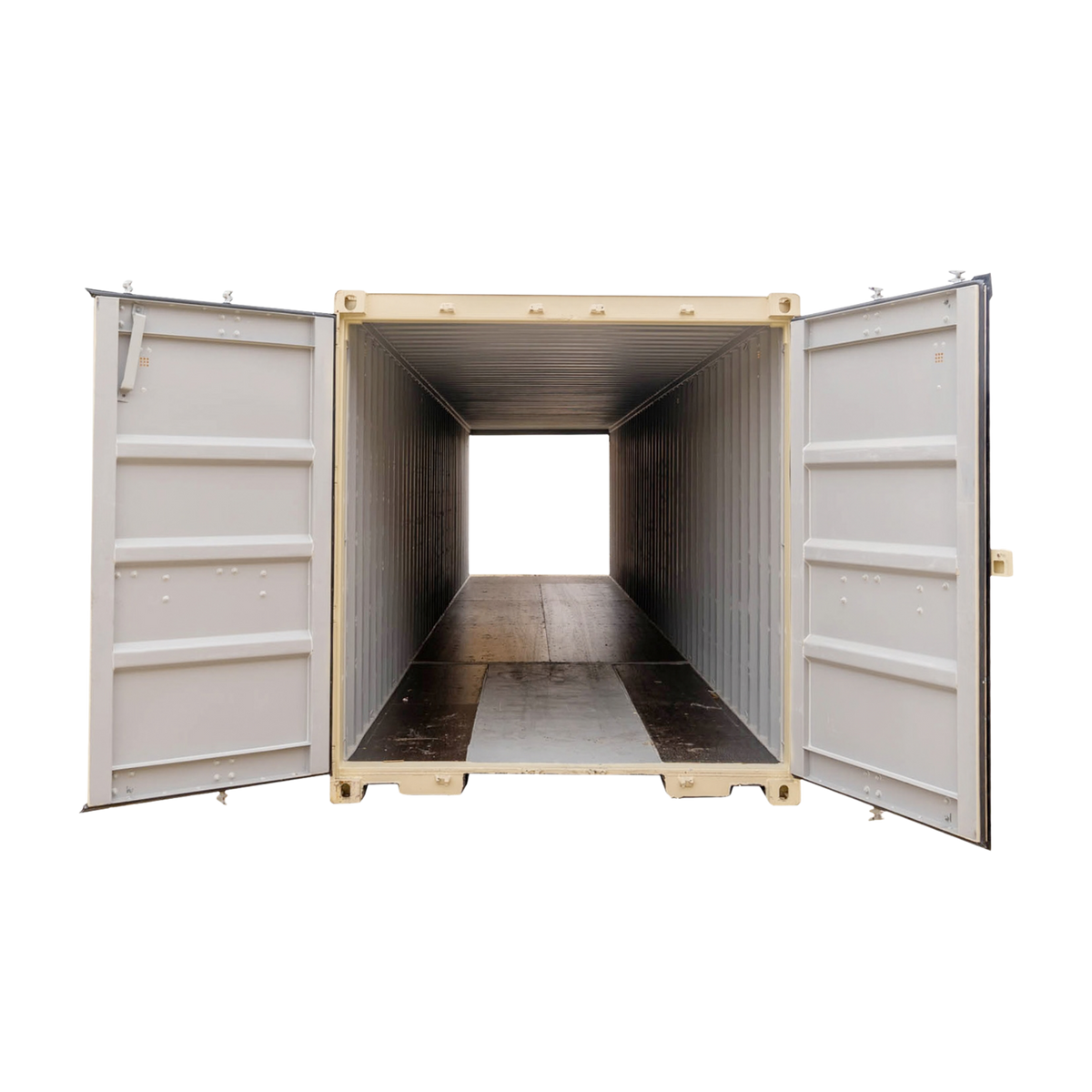 40' STD Dry Storage Container Double Door, Front Viw, all doors open